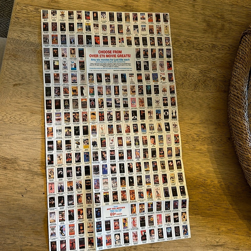 Vintage Columbia house 1991 membership movies stamps, unaltered collectors item